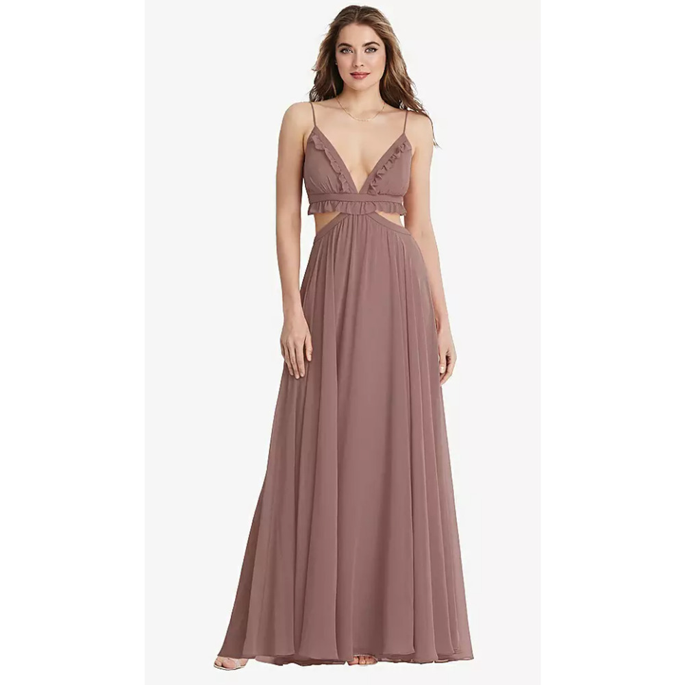 NEW! Lovely Women's 10 Jessie Sienna Exposed Midriff Maxi Dress $227 msrp J2-14